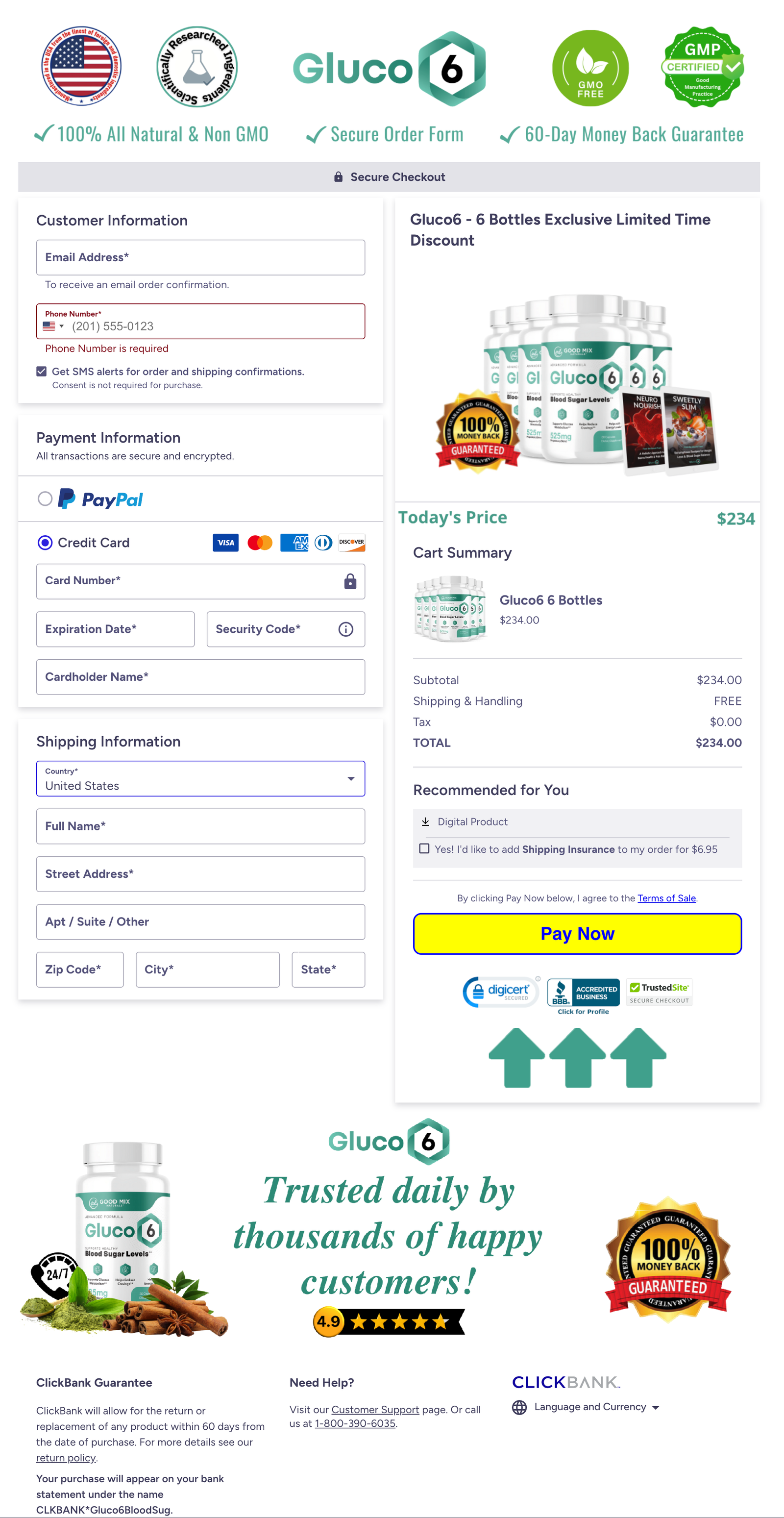 Gluco6 Official Website Secure Order Page